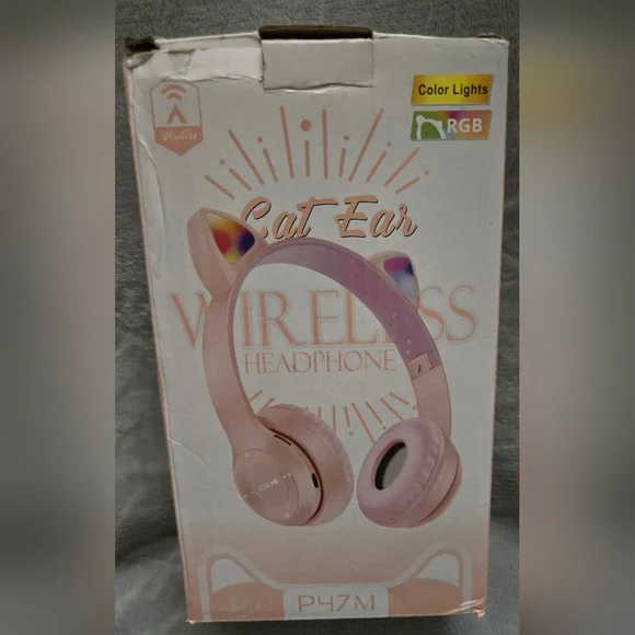 Wireless Headphones Pink With Cat Ears P47M - Picture 4 of 5